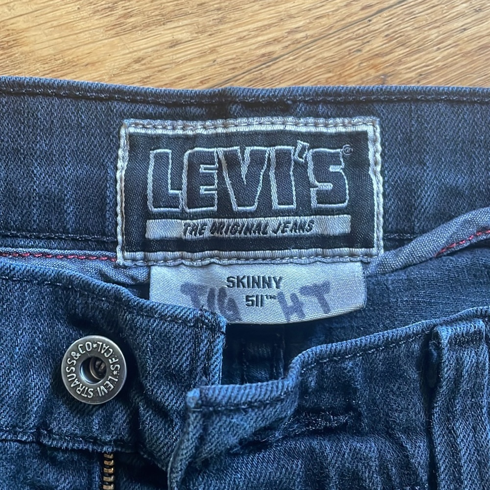 Levis Mens Black Skinny 511 Vintage Worn Denim Jeans 32/29 - Picture 2 of 7